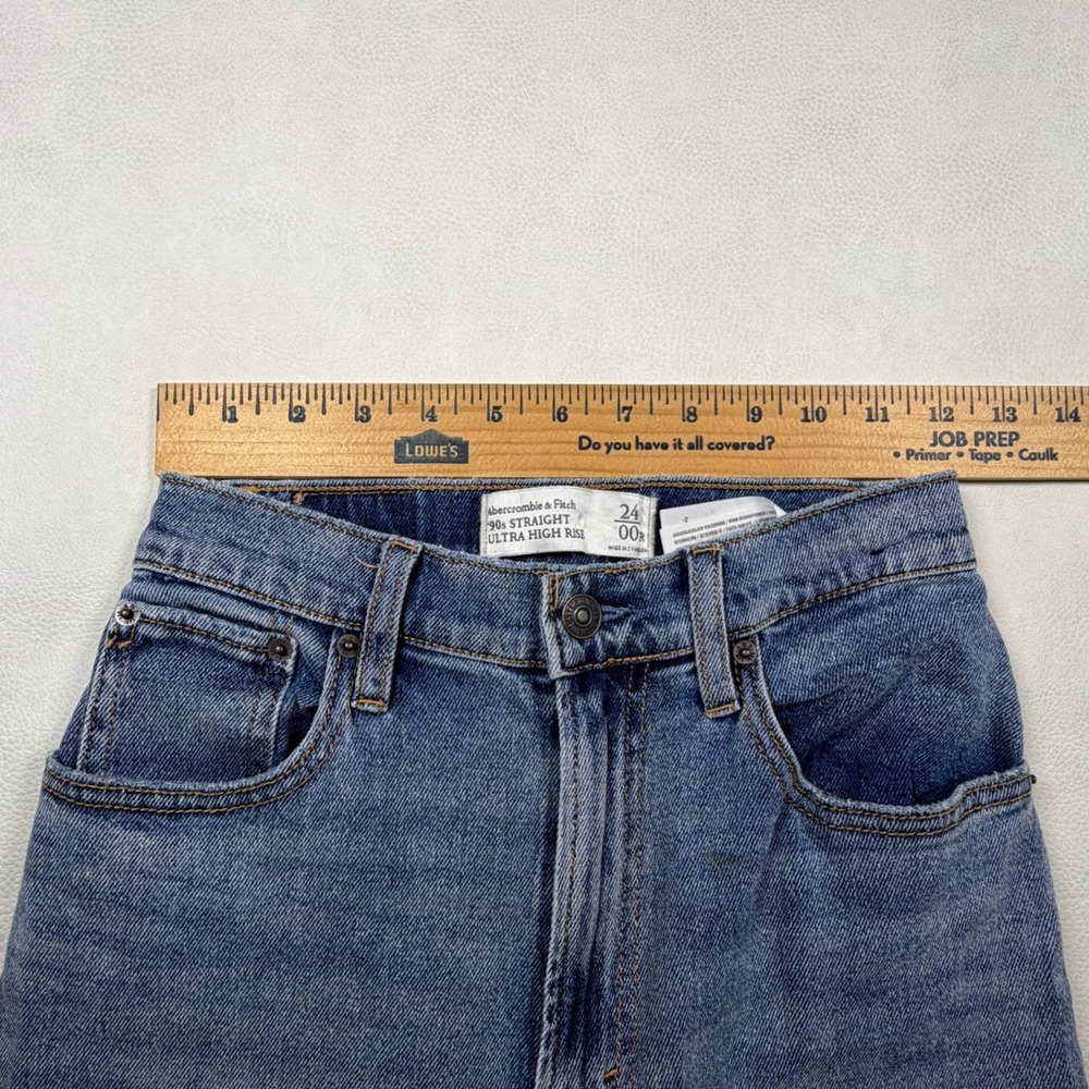 Abercrombie & Fitch 90s Straight Ultra High Rise Curve Love Jeans Blue 24 00R - Picture 3 of 11